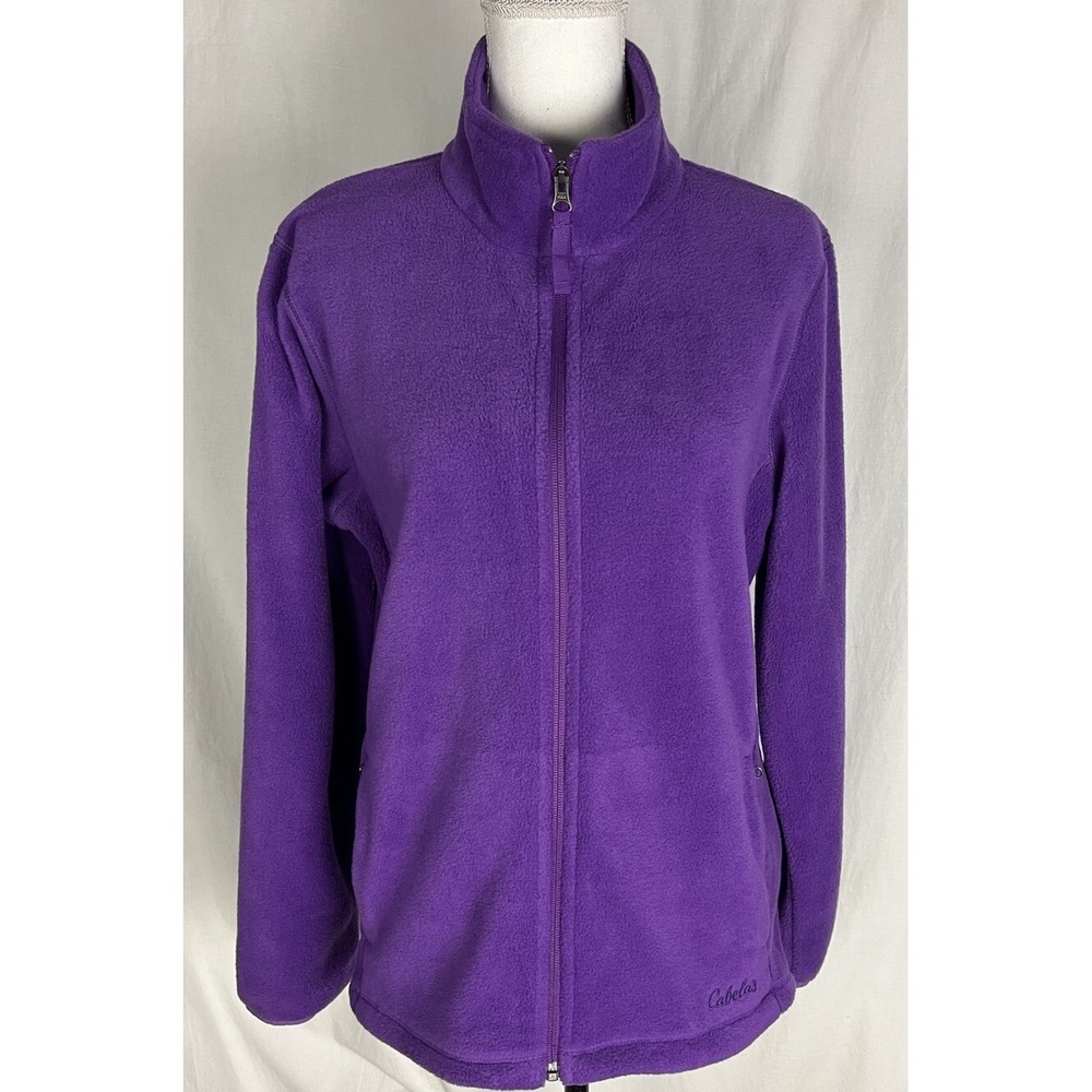 Cabela's Ladies Purple Full Zip‎ Up Soft Fleece Jacket Size SP Adjustable Waist
